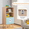 3-Tier Wood Kids Storage Shelf with Storage Drawer-Natural