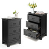 3-Tier Vintage Nightstand with Exquisite Metal Handles-Black