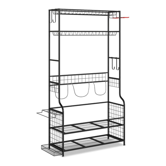 3 Golf Bags Storage Garage Organizer with wheels and hooks in black