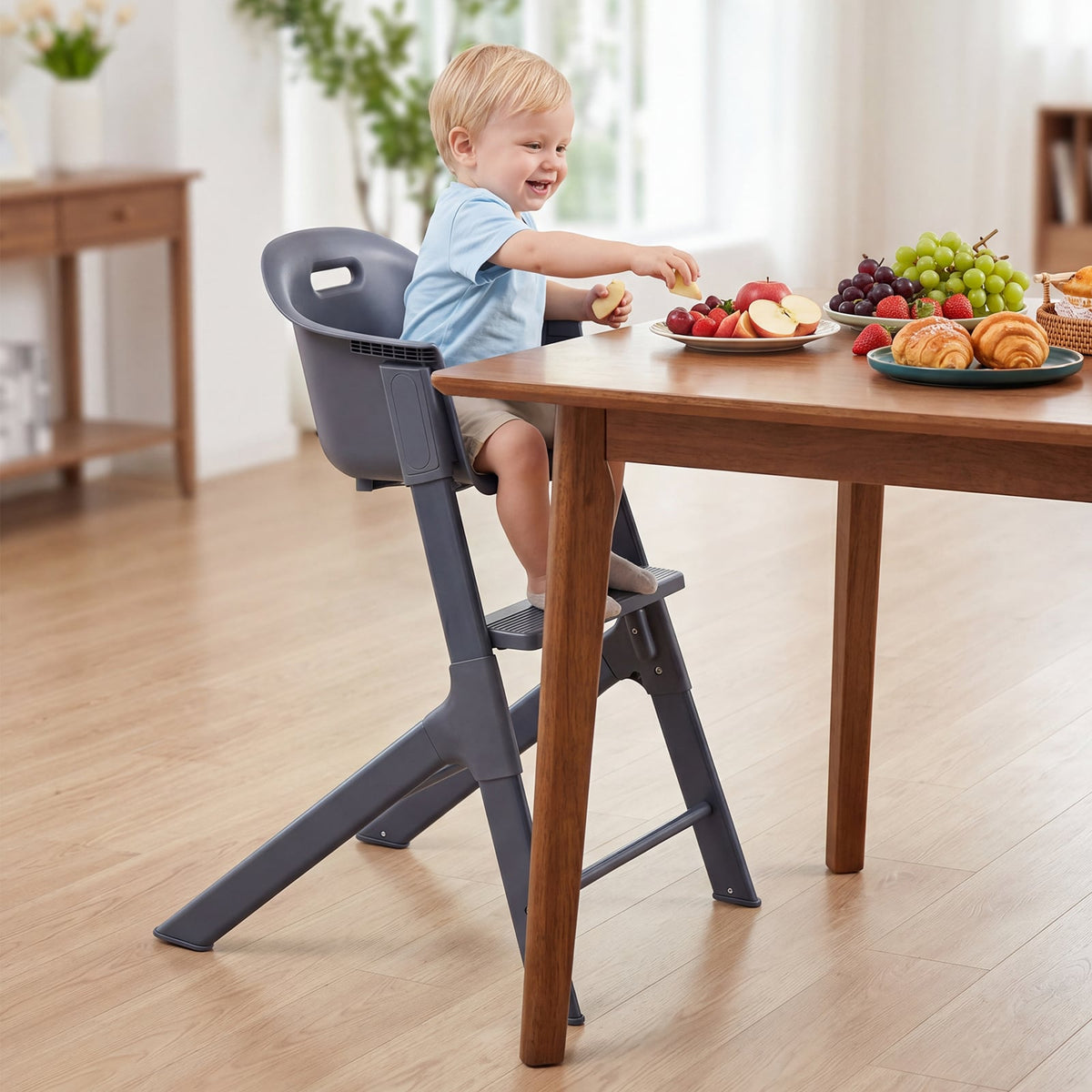 3-in-1 Baby High Chair with Detachable Tray & Safety Belt for 6-36 Months-Grey