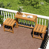 3-in-1 Convertible Bench with 2 Built-in Chairs for Patio