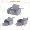3-in-1 Convertible Kids Sofa Bed with Ultra-soft Crystal Velvet-Grey