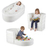 3-in-1 Convertible Kids Sofa Bed with Washable Zippered Covers-White