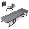 3-in-1 Folding Camping Cot Convertible Heavy Duty Metal with Adjustable Backrest-Grey