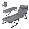 3-in-1 Folding Camping Cot with Adjustable Backrest Convertible Single Sofa-Grey