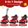3-in-1 Push Car for Toddlers Toyota Licensed Sliding Car with Handle and Music-Red