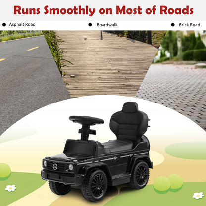 Black sliding walker with push handle shown on different road surfaces