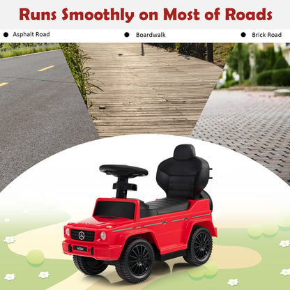 The red baby walker shown on different road surfaces