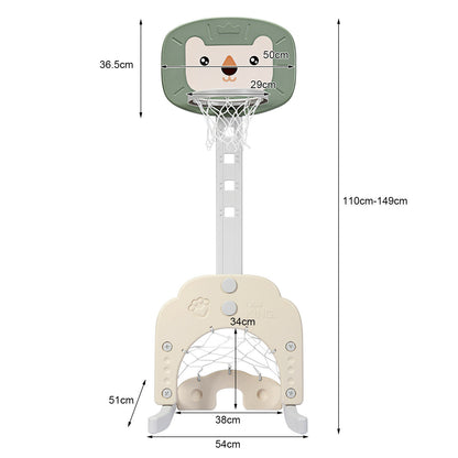 Dimensions of the 3-in-1 basketball hoop set stand