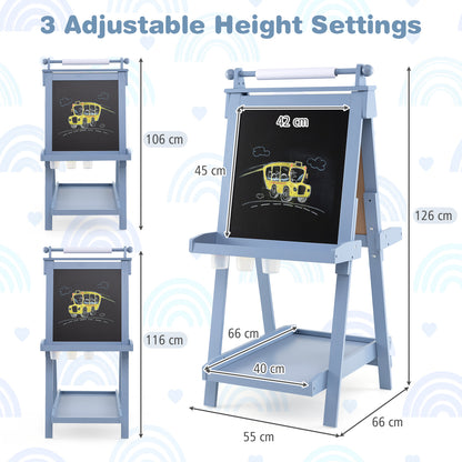 the art easel with diagrams showing three different height settings