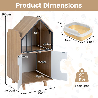 Product dimensions diagram for the cat house cabinet