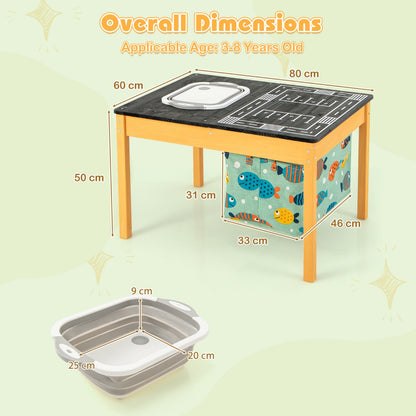 Kids table and chair set with dimensions shown