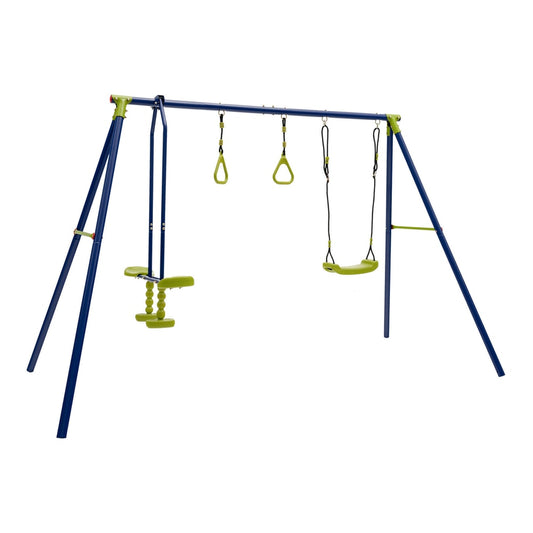 3-in-1 Multifunctional A-Frame Swing Set with two swings and two sets of rings