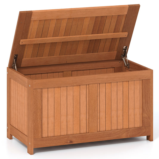 3-in-1 Patio Storage Bench Stool with flip top for cushions, open lid showing empty interior