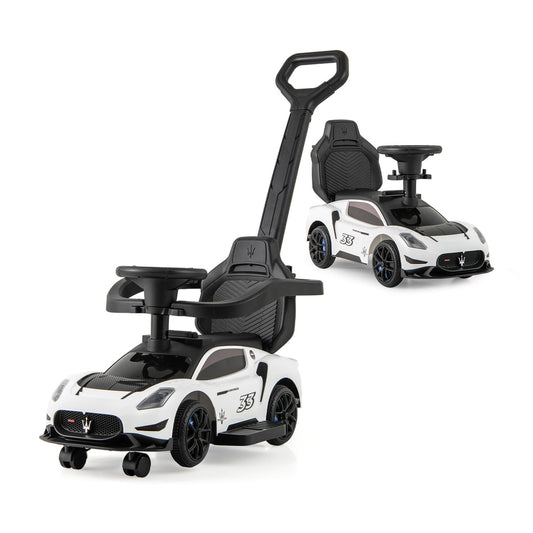 3-in-1 Ride on Push Car with 2 Universal Wheels in white, showing front and side views
