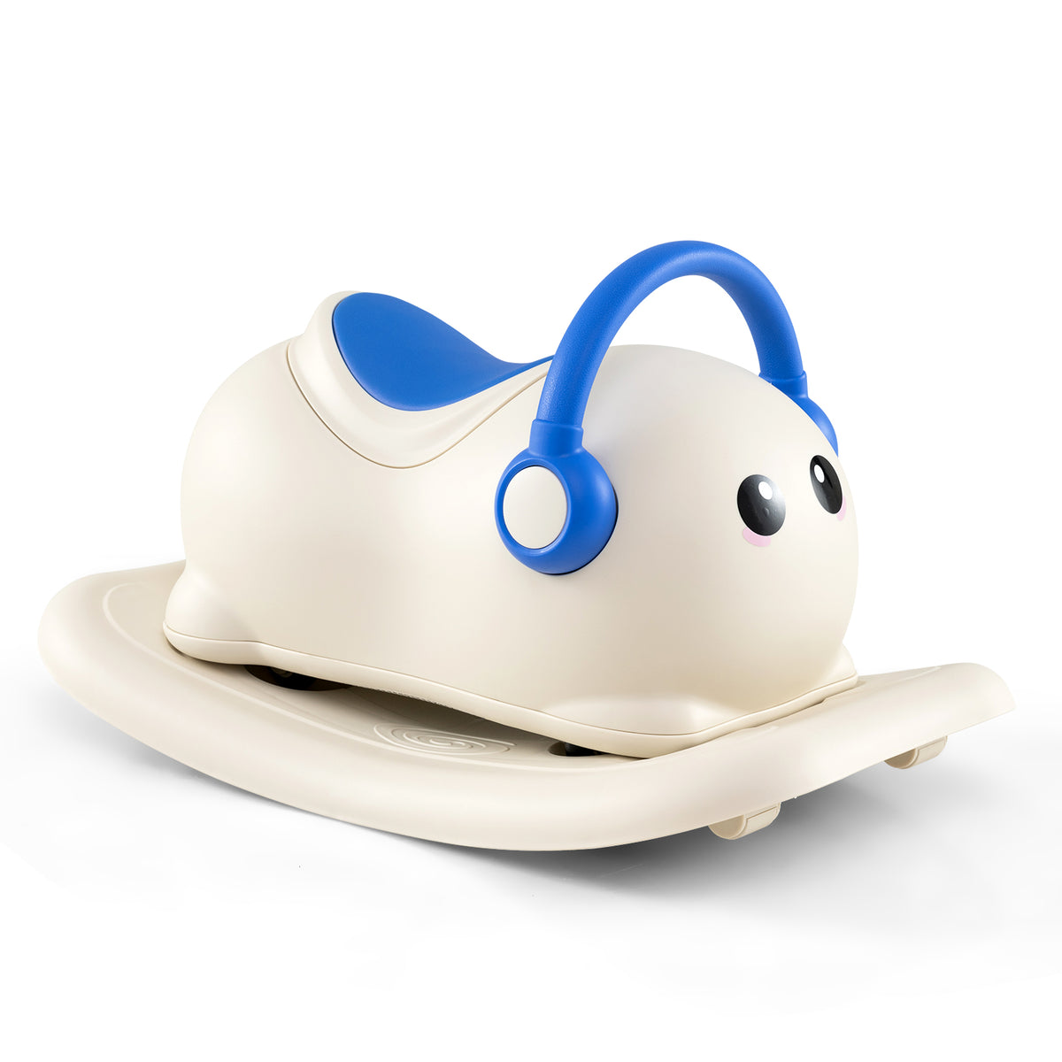 3-in-1 Rocking Horse for Toddlers 1-3 Years Old with Rolling Wheels-Blue, a blue and cream ride on toy