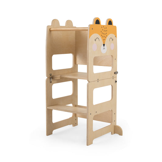 3-in-1 Toddler Kitchen Step Stool with a fox design on the front