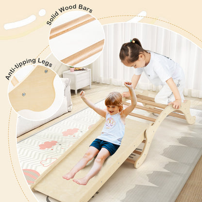Close up of the solid wood bars and anti-tipping legs of the toddler climber
