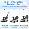 3-in-1 Ride on Push Car with 2 Universal Wheels, Music Steering, Guardrail and Handlebar-White