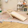 3-In-1 Wooden Climber with Ramp Toddler Climber Arch-Natural