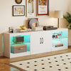 3-in-1 Entertainment Center with Adjustable Glass Shelves-White