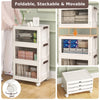 3-Pack Stackable Storage Bins with Lockable Wheels for Dorm Pantry Bedroom-White