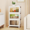3-Pack Stackable Storage Bins with Lockable Wheels for Dorm Pantry Bedroom-White