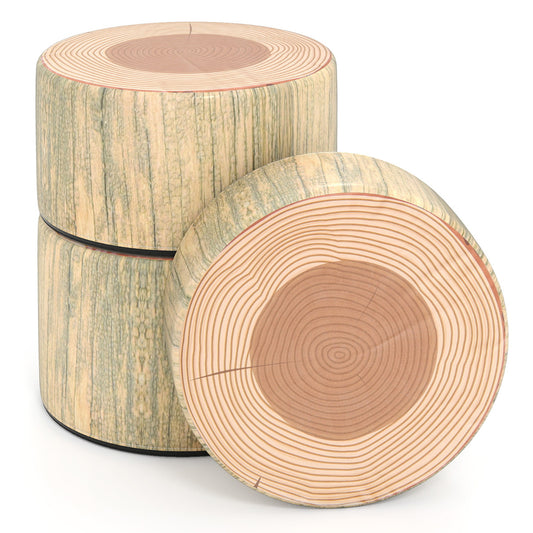 3 PCS Tree Stump Stool Set Round Flexible Seatings stacked together on a plain white background
