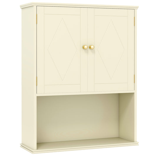 The wall cabinet from the 3-piece bathroom cabinet set, with diamond pattern doors and gold handles