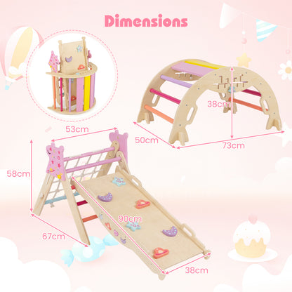 Dimensions diagram for the macaron climbing frame showing height and width