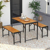 3-Pieces Patio Dining Set with Outdoor Picnic Table and 2 Benches for 4 People