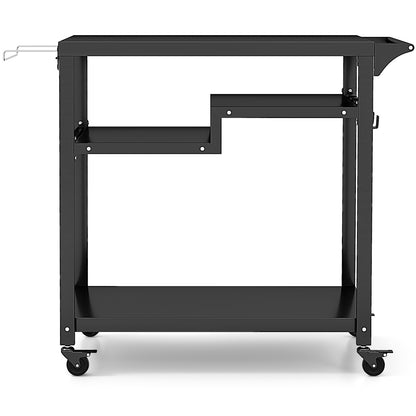 3-Shelf Movable BBQ Cart with 4 Lockable Wheels shown from the side against a white background
