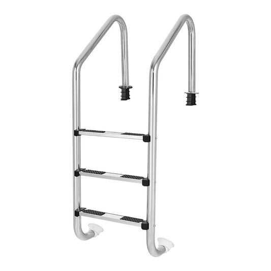 3-Step 304 Stainless Steel Swimming Pool Ladder with curved handrails and non-slip steps