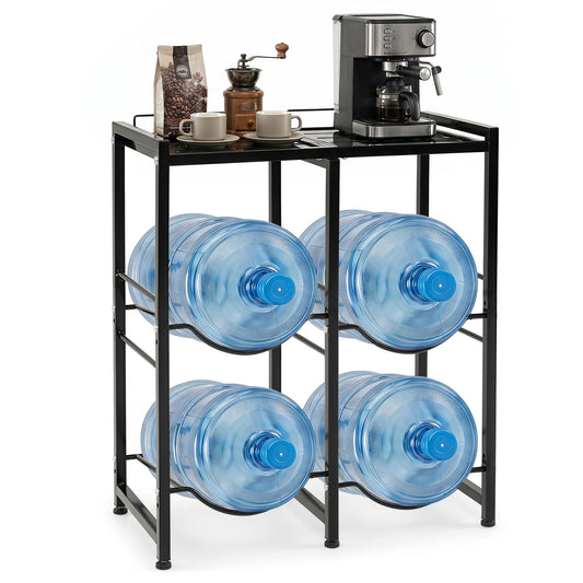 3-Tier 18.9 L Water Jug Holder holding four large water bottles and a coffee machine on top