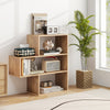 3-tier Bookshelf Irregular Open Back Bookcase with 3 Cubes Free-standing Bookshelf-Natural