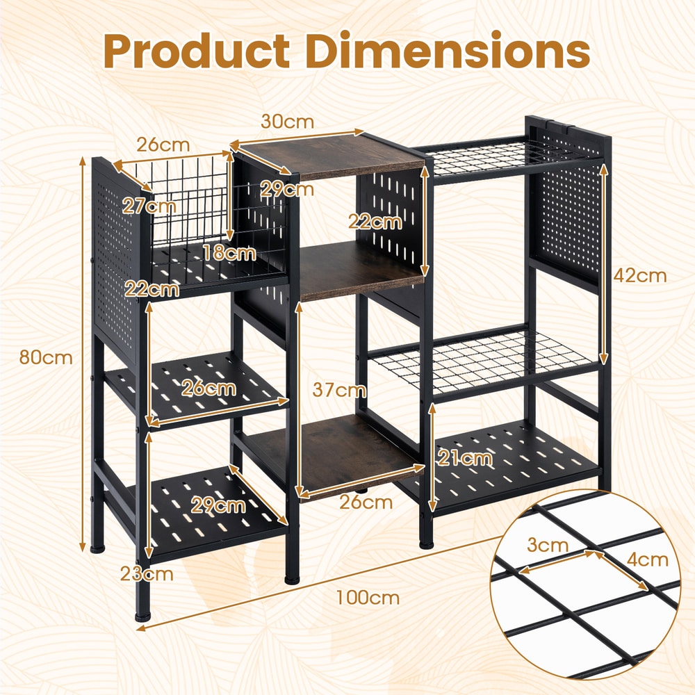 Product dimensions diagram for the garden tool organizer
