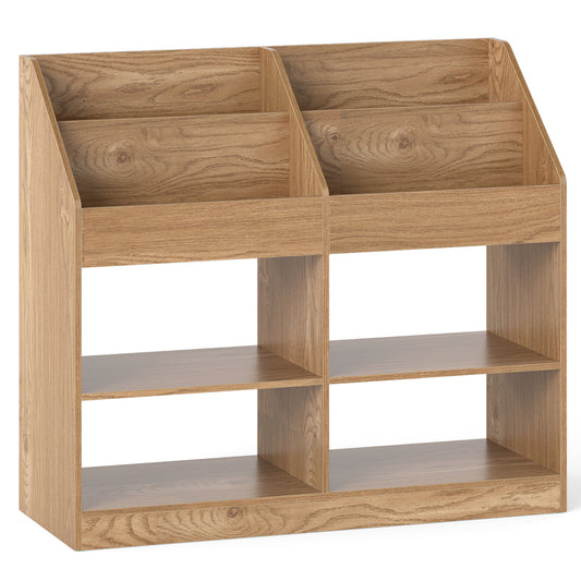 3-Tier Kid's Bookshelf with a wooden finish and open storage compartments