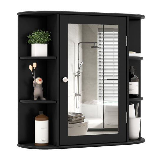 3-Tier Mirrored Wall Mounted Bathroom Cabinet with shelves and a mirrored door