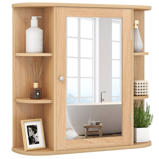 3-Tier Mirrored Wall Mounted Bathroom Cabinet with shelves and a mirrored door