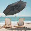 295 cm 3-tier Vented Patio Large Market Table Umbrella with Push Button Tilt-Grey