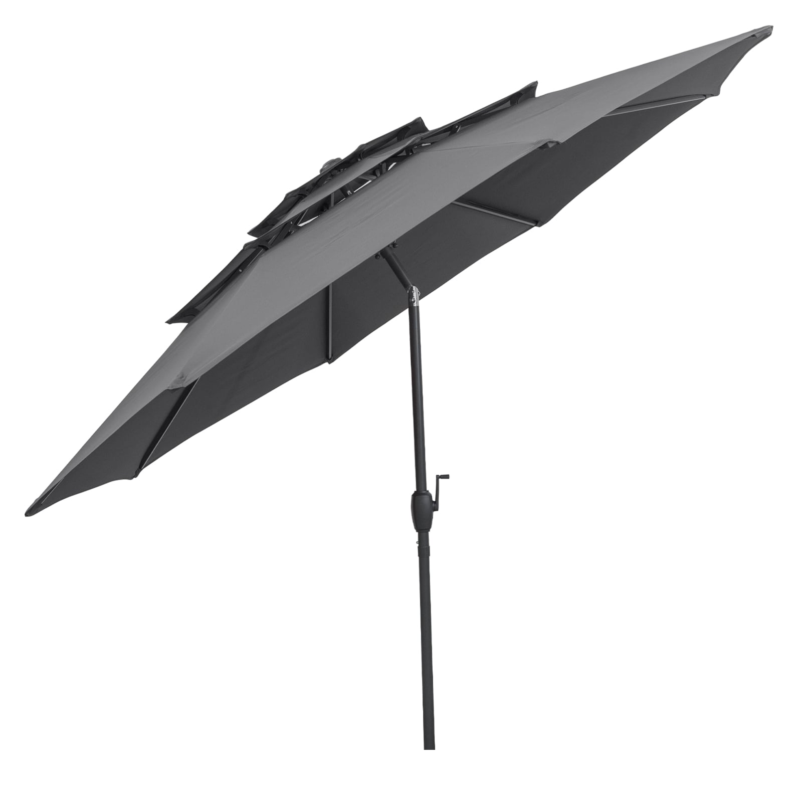 295 cm 3-tier Vented Patio Large Market Table Umbrella with Push Button Tilt-Grey