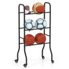 3-Tier Basketball Rack with 4 Universal Wheels and Metal Frame