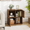 3-Tier Bookshelf with Dual Anti-Tipping Kits and 2 Cabinets-Rustic Brown