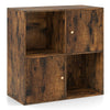 3-Tier Bookshelf with Dual Anti-Tipping Kits and 2 Cabinets-Rustic Brown
