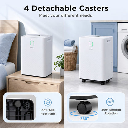 30㎡ Home Dehumidifier with 3 Modes 24H Timer Drain Hose and Smart Humidity Control-White