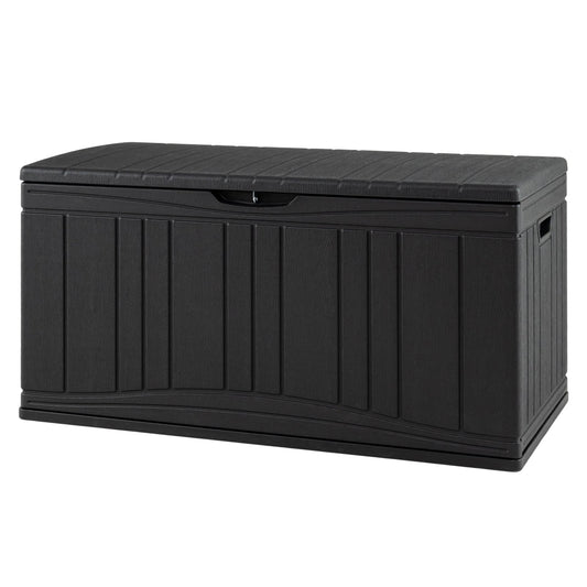 300 L Patio HDPE Storage Container with Gas Struts and Lockable Lid-Black