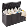 300 L Patio HDPE Storage Container with Gas Struts and Lockable Lid-Brown
