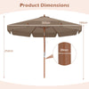 300 cm Scalloped Patio Umbrella Market Table Umbrella with Push Button Tilt-Coffee