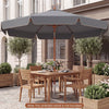 300 cm Scalloped Patio Umbrella Market Table Umbrella with Push Button Tilt-Grey