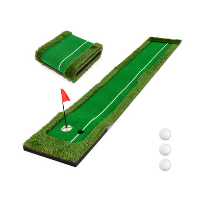 300 CM Golf Practice Mat with artificial grass turf and three golf balls